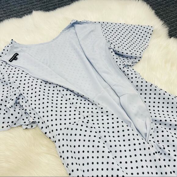 Who What Wear Blue Polkadots Flutter Sleeve Midi Dress Size S - Picture 10 of 12